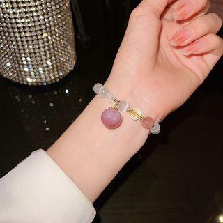 Peach Faux Cat Eye Stone Bracelet S220 - White - One Size