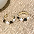 Glaze Hoop Earring 1 Pair - Black & White - One Size