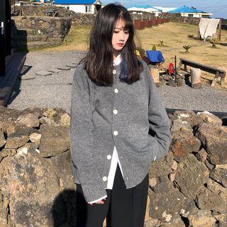 Pocket Detail Cardigan Gray - One Size