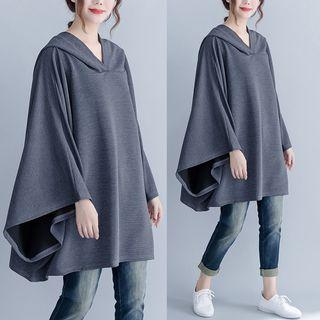 Batwing Sleeve Oversized Hoodie Gray - One Size