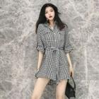 Tie Waist 3/4-sleeve Playsuit