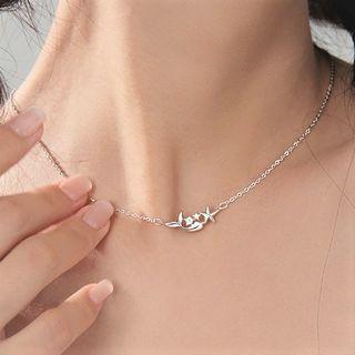 Dolphin Star Pendant Sterling Silver Necklace