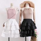 Lightweight Keyhole-back Knit Halter Top / Layered Skirt