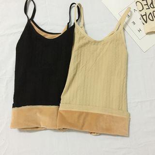 Plain Fleece-lined Spaghetti Strap Top