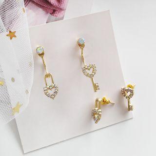 Rhinestone Key & Lock Earring