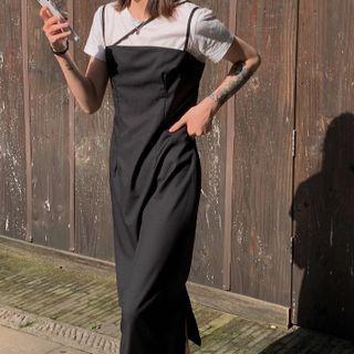 Strappy Plain Midi Dress / Short-sleeve Plain T-shirt