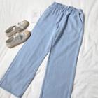 Washed Wide Leg Jeans Light Blue - One Size