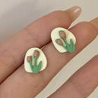 Sterling Silver Flower Stud Earring 1 Pair - White - One Size