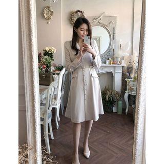 Single-breasted Flap Midi Coatdress