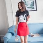 Set: Embroidery T-shirt + Wrapped Skirt