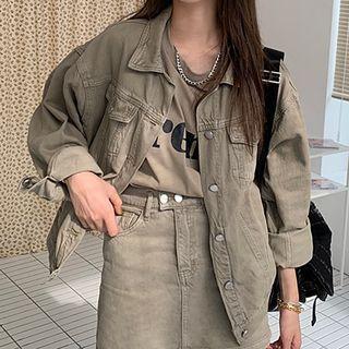 Denim Jacket / Mini Skirt Jacket - Khaki - One Size