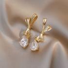 Bow Alloy Rhinestone Dangle Earring 1 Pair - Gold - One Size