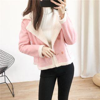 Notch-lapel Double-breasted Fleece Jacket