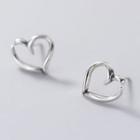 925 Sterling Silver Heart Stud Earring 1 Pair - S925 Silver Stud - Silver - One Size