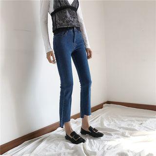 Asymmetric Hem Straight Cut Jeans