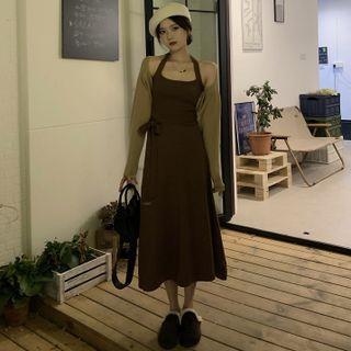 Set: Halter Dress + Long-sleeve Shrug