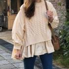 Mock Two-piece Chunky Knit Panel Blouse