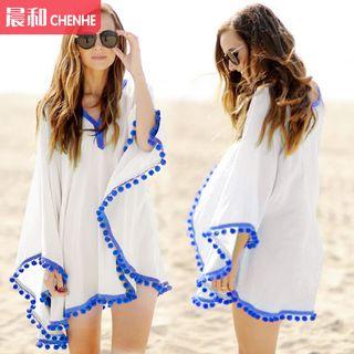Piped Tasseled Chiffon Cover-up