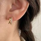 Layered Rhinestone Alloy Hoop Earring 1 Pair - Silver Stud - Gold - One Size