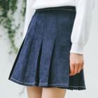 Pleated Corduroy Mini Skirt