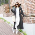 Long-sleeve Appliqu  Lettering Maxi Shirtdress