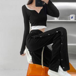 Snap Button-side Straight-cut Sweatpants In 8 Colors