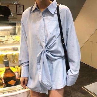 Set: Plain Shirt + Wide-leg Shorts