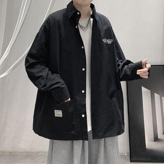 Lettering-up Button-up Jacket