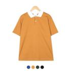 Couple Contrast-collar Short-sleeve Polo Shirt
