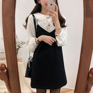 Plain Blouse/ Spaghetti-strap A-line Dress