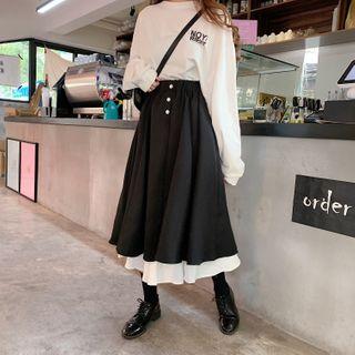 Paneled Midi A-line Skirt As Shown In Figure - One Size