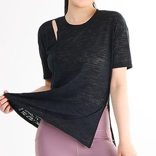 Short-sleeve Cutout Tie-waist Sports Top