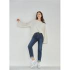 Bell-sleeve Letter-printed T-shirt Ivory - One Size