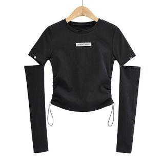 Detachable Sleeves Drawstring T-shirt