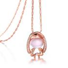 Plated Rose Gold Twelve Horoscope Virgo Pendant With White Cubic Zircon And Necklace