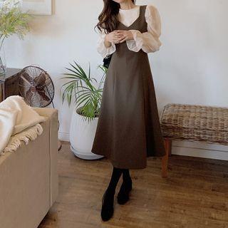 Plain Blouse / Midi A-line Overall Dress