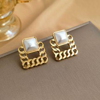 Sterling Silver Faux Pearl Ear Stud / Clip-on Earring