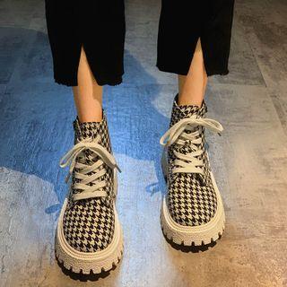 Houndstooth Platform Short Boots