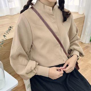 Stand Collar Lantern-sleeve Shirt