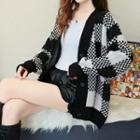 Checkered Cardigan Jacket Black & White - One Size