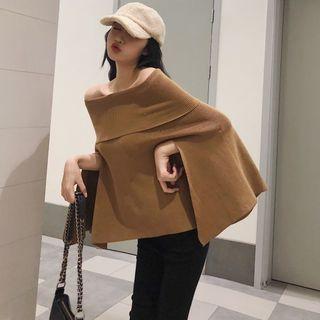 Off-shoulder Cape-sleeve Sweater
