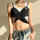 Mock Two-piece Two Tone Crop Tank Top