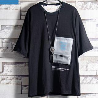 Short-sleeve Plain Pocket T-shirt