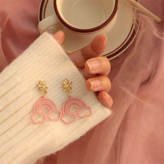Rainbow Earring 1 Pair - Pink & Gold - One Size