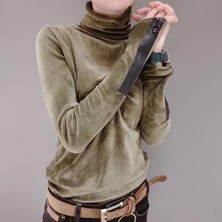 Long Sleeve Plain Turtleneck T-shirt