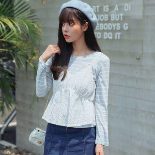 Set: Striped T-shirt + Lace Camisole