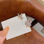 Butterfly Rhinestone Alloy Cuff Earring E5158 - 1 Pair - Silver - One Size