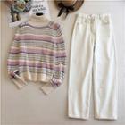 Set: Striped Sweater + Straight Fit Jeans