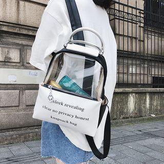 Lettering Transparent Faux Leather Backpack