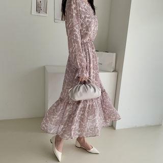 Botanical Chiffon Long Dress